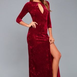 Keep Love Alive Wine Red Velvet Maxi Dress